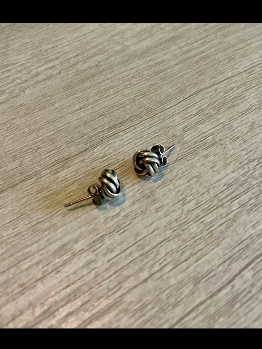 Silver Love Knot Stud Earrings - Picture 7 of 7
